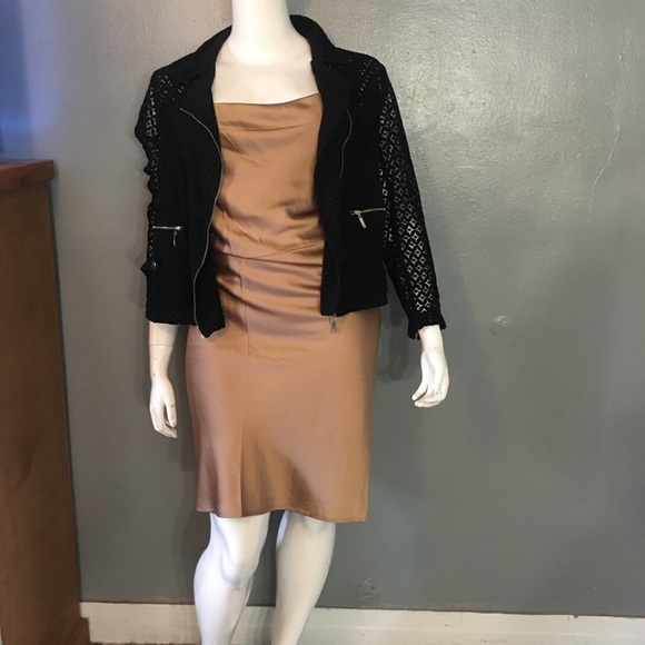 City Chic Jackets & Blazers - Black lace Biker Jacket